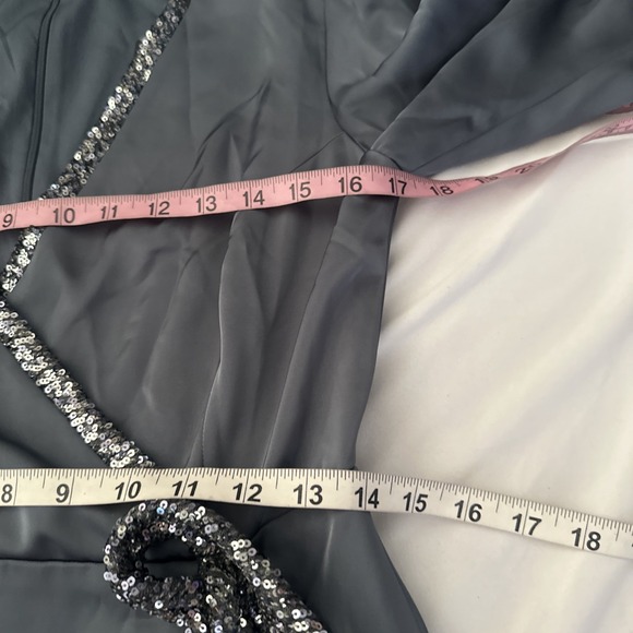 NWT $895 Sachin & Babi [ 2 ] Dorthea Satin Crepe A-line Gown in‎ Gunmetal #J1951 - Picture 4 of 13